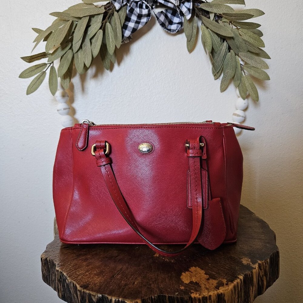 Coach Peyton Leather Mini Carryall Satchel Crossbody Bag F32829 RED NWT - Picture 3 of 16
